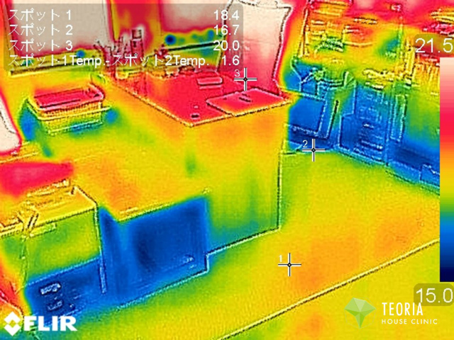 床下断熱リフォーム後のサーモカメラ